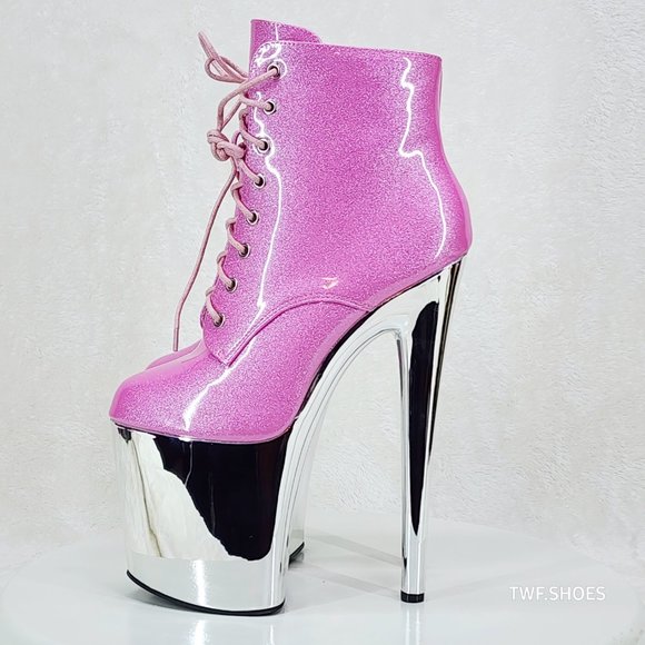 Pink Glitter Platform Boots - Picture 7 of 7